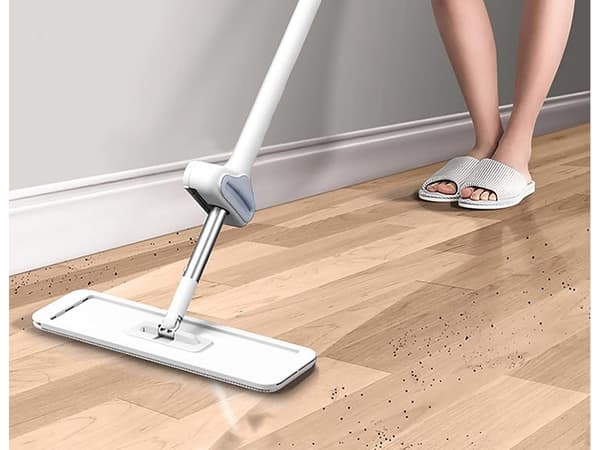 Flatmoppe 125 cm - Sammenklappelig mikrofibermoppe med skraber