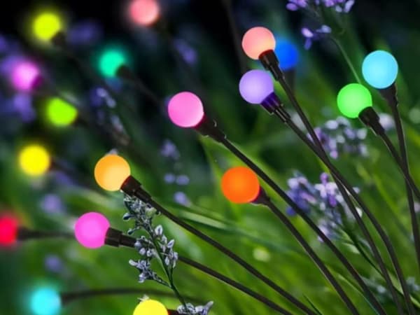 Solcellelamper kule 2 stk RGB LED 70 cm