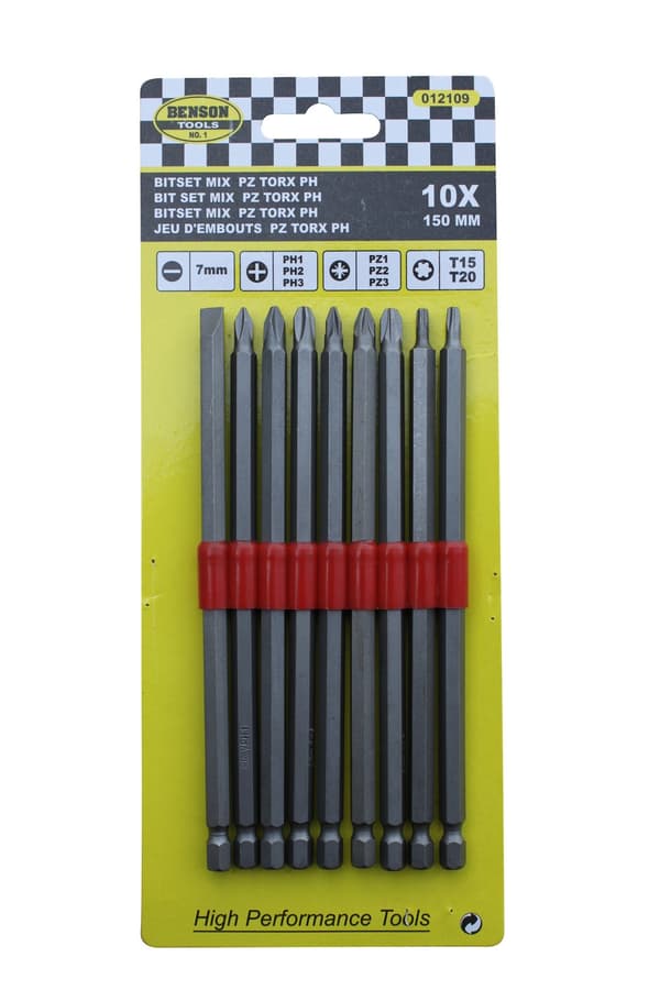 Bitsæt mix 10 stk PZ Torx PH 150 mm