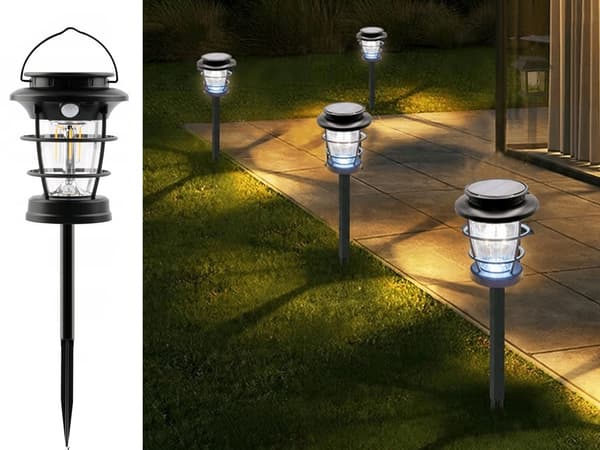Solcellelygte LED - Camping- og havelampe med bevægelsessensor