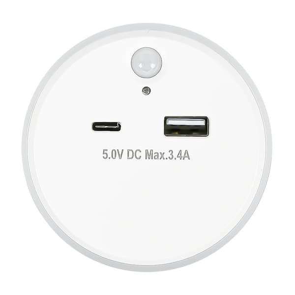 Natlampe USB-A og USB-C med dag/nat- og bevægelsessensor
