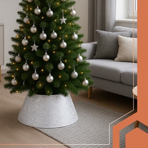 Juletreskjørt 60×22 cm - Sølvfarget base