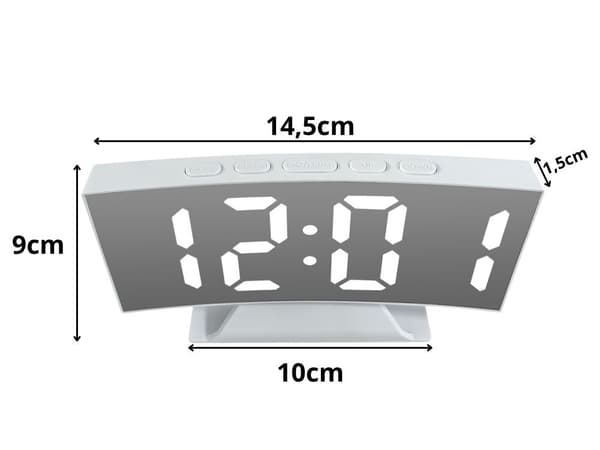 Digitaalinen kello LED-hälytyspeili USB