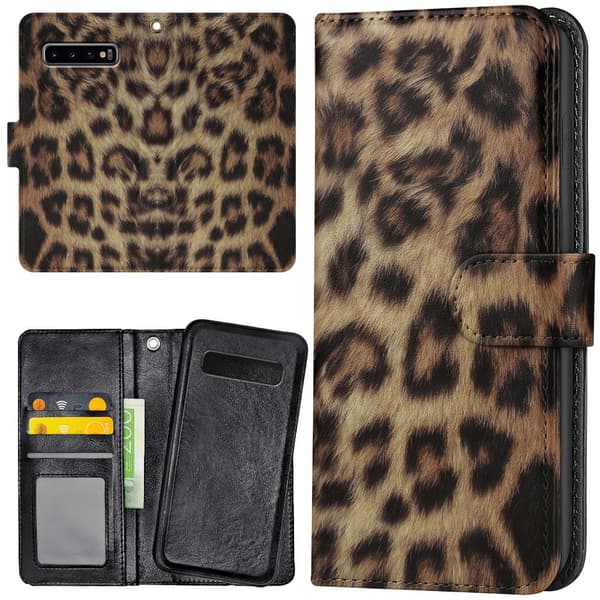 Samsung Galaxy S10 - Lommebok Deksel Leopard