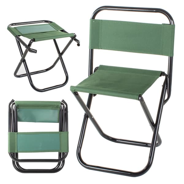 Fällstol - Campingstol med Ryggstöd - Green