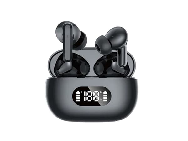 Trådløse Bluetooth-ørepropper med in-ear-funksjon, LED-ladeetui og mikrofon