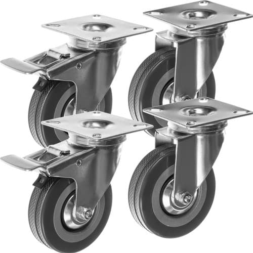 Svingbare Lenkehjul med Bremse - Transportruller - 20-Pack