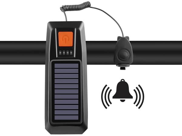 Cykellampe solcelle - LED med signal og horn