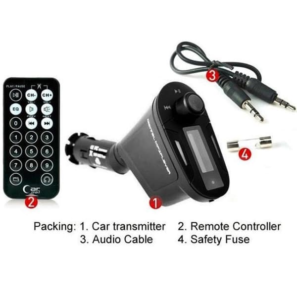 FM-sender / MP3 med USB & Svarfunktion - SD-Kort - Til Bil