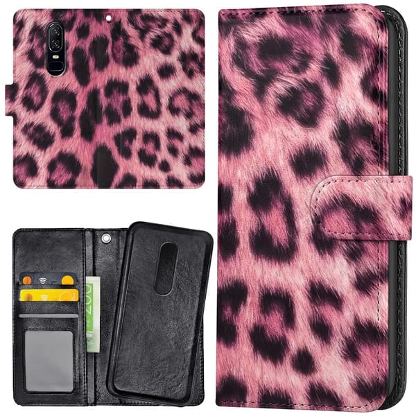 OnePlus 7 - Lommebok Deksel Pink Leopard