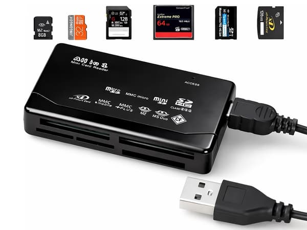 Minnekortleser USB CF SD microSD XD MS MMC