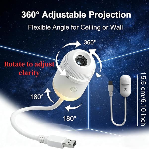 2-i-1 Stjerneprojektor & Natlampe med USB – Starry Sky