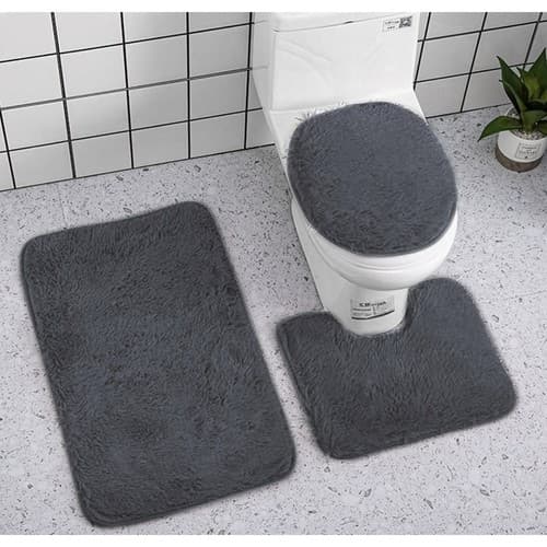 3-Dele - Badeværelsesmåtter Sæt - Måtte til Badeværelse / Toilet