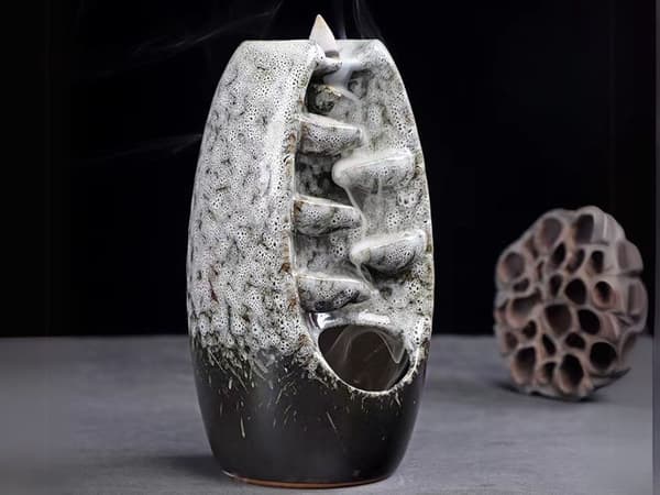 Doftande keramisk eldstad vattenfall rökelse aromaterapi + 10 vekar - Grey