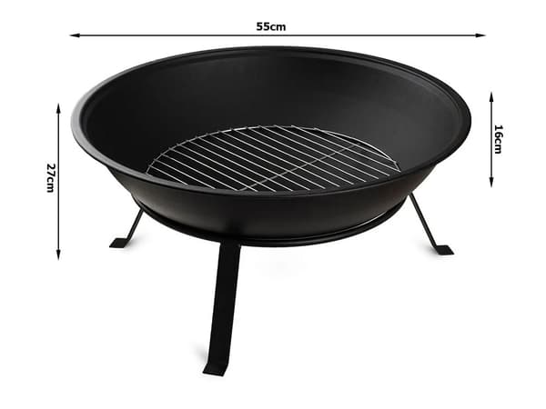 Bålsted / Bålfad med grillrist - 55 cm