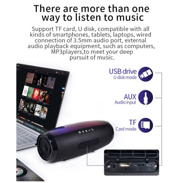 Bluetooth Kaiutin LED-valoilla - Langaton – Musta