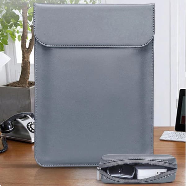 13,3" Laptopfodral / Datorväska / Macbook - Läder - Grey