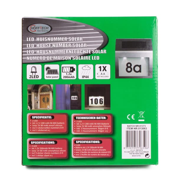 Husnummer LED solcelle rustfrit stål IP44