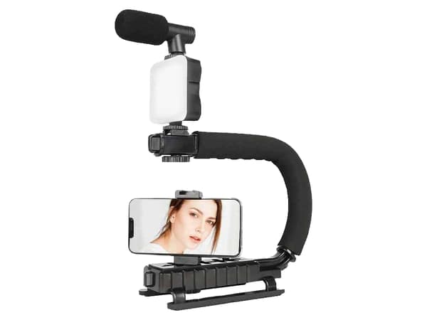 Vlogging kit videooptagelse stativ mikrofon telefonholder