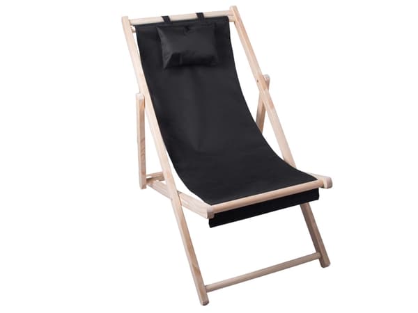 Trædækstole strandstole foldbare havehynder strandstol - Sort