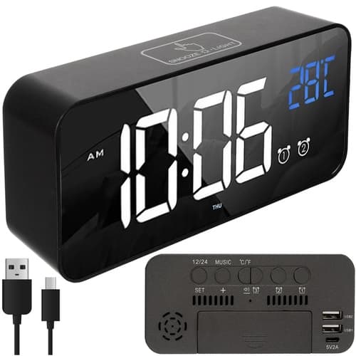 Digital Vekkerklokke Bluetooth - Termometer & musikk