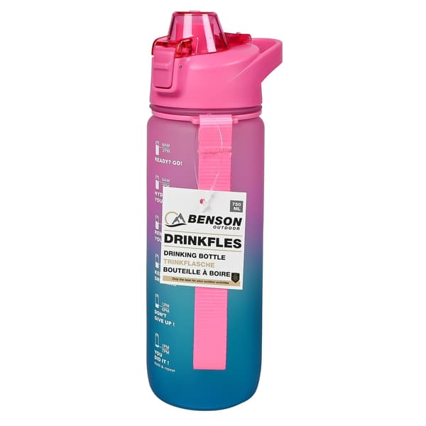 Vannflaske 750 ml blå/rosa
