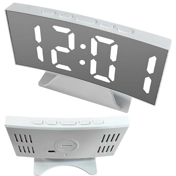 Digital klocka LED alarm spegel USB