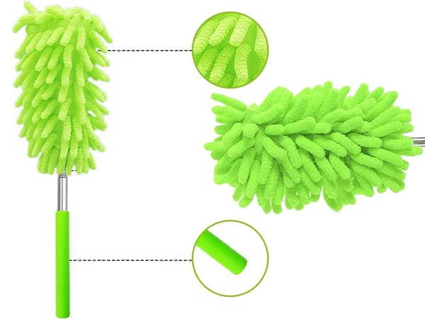 Støvbørste teleskopisk lang sammenklappelig mikrofiber