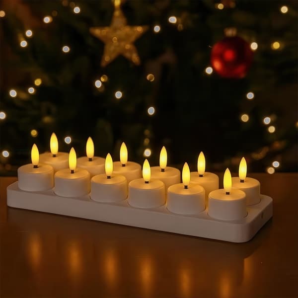 Varmelys Oppladbare - LED Lys med Fjernkontroll & Timer - 6-Pack