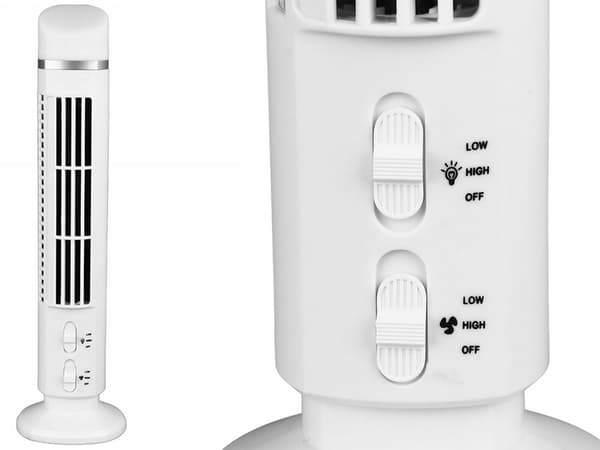 Tårnventilator med lampe - Bladløs bordventilator