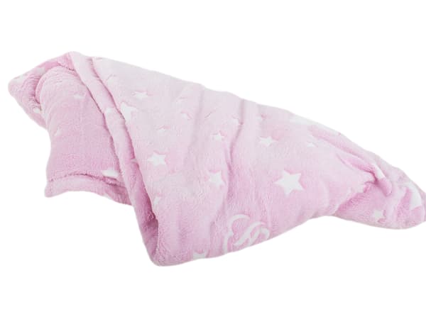 Tæppe med ærmer - Selvlysende stjerner - 190x170cm - LightPink