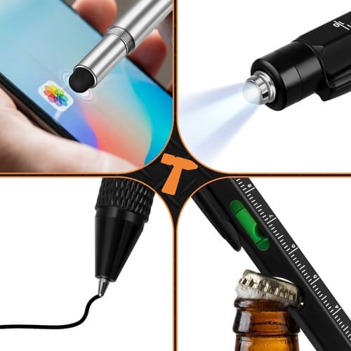 9-i-1 Multifunktionspen med LED-lys, bits, lineal, flaskeåbner