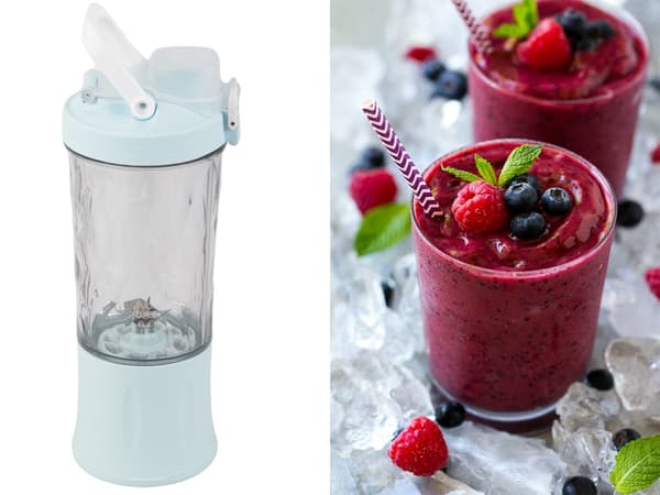 Bærbar USB trådløs smoothieblender, isknuser, blå - Blå