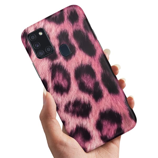 Deksel / Mobildeksel til Samsung Galaxy A21s - Pink Leopard