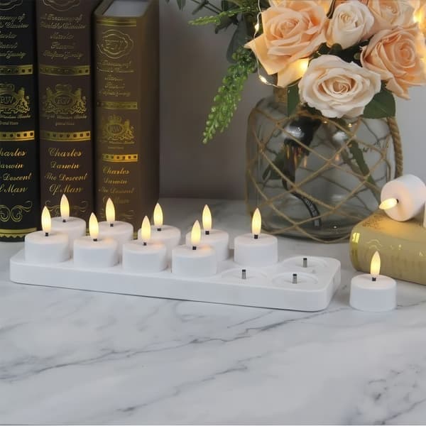 Varmelys Oppladbare - LED Lys med Fjernkontroll & Timer - 6-Pack
