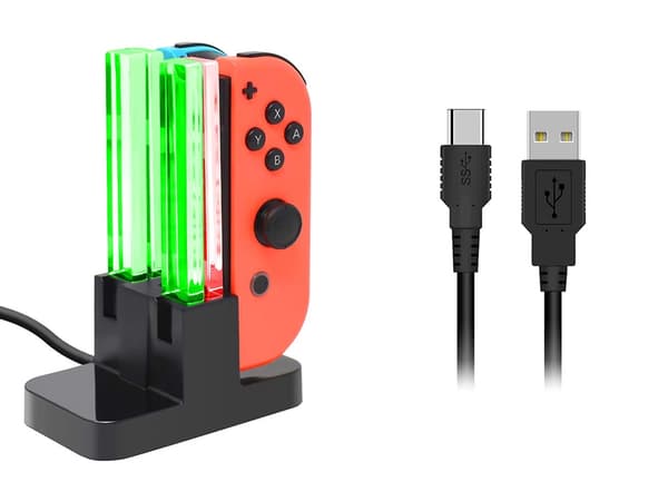 Laddstation för 4 Nintendo Switch Joy-Con med LED