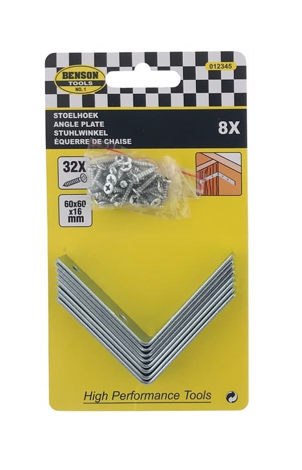 Vinkelbeslag 8-pack 60×60×16 mm