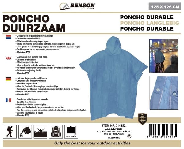 Sadeponcho kestävä vaaleansininen