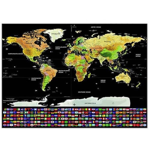 Kartta Scratchilla / Scratch Map / Maailmankartta - 82 x 59 cm