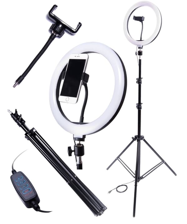 Mobilholder med Ringlys & Stativ – Selfielampe