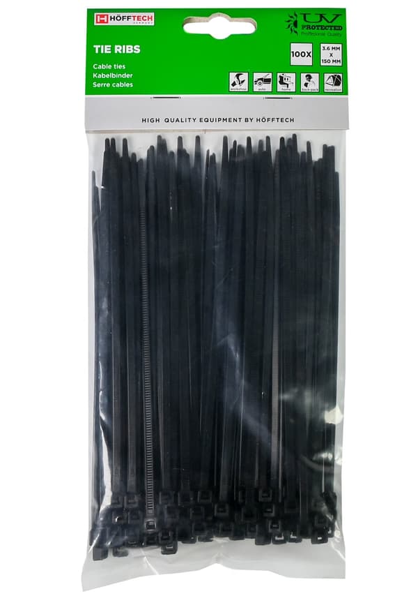 Kabelbinder 3.6 x 150 mm 100 stk sort