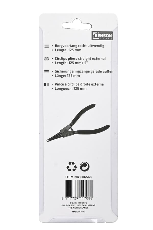 Seegerringtang 125 mm lige udvendig