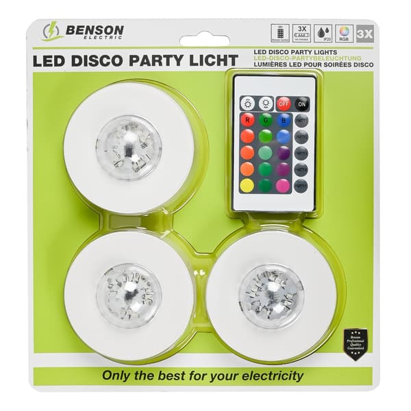 LED discokuler med fjernkontroll 3 stk