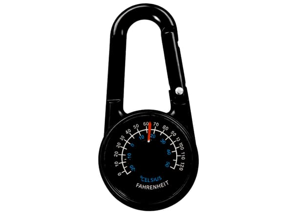 Kompas fluorescerende med karabinhage termometer nøglering