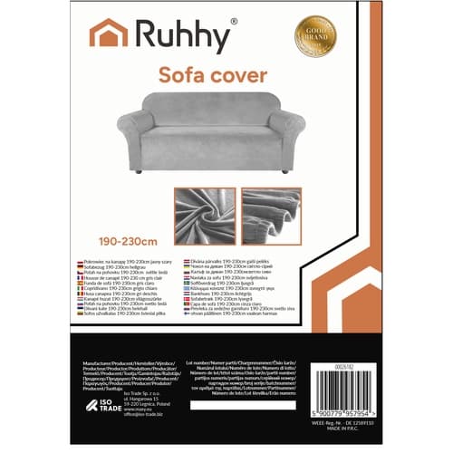Sofföverdrag Sammet / Överdrag till Soffa - 190-230cm - LightGrey