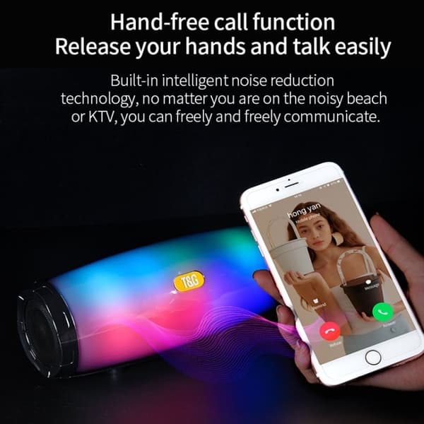 Bluetooth Högtalare med LED - Trådlös - Svart