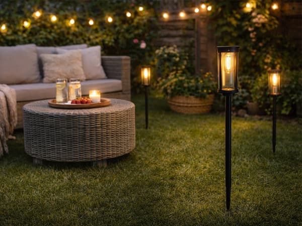 Solcellelampe LED stolpe varm hvid