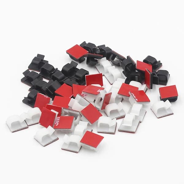 10-Pak Selvheftende Kabelholdere - Kabelklips - 10-Pack Svarta
