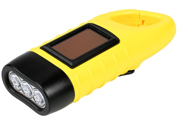 Ficklampa med karbinhake solcell + dynamo