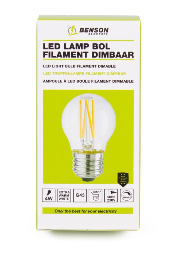 LED-pære filament G45 4 W E27 dimbar